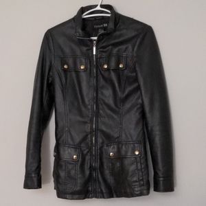 Form fitting faux leather jacket